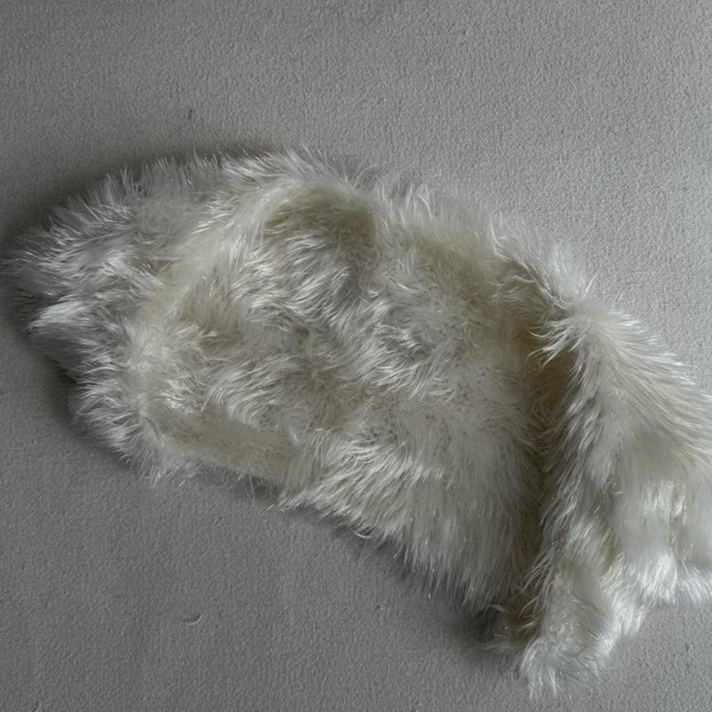 White faux fur going out shoulder mini micro cardi for shoulders